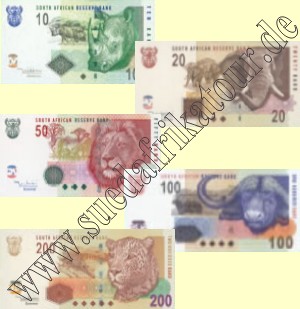 Die neuen Gelscheine bzw. Banknoten sind seit 01.02.2005 in Südafrika im Umlauf.