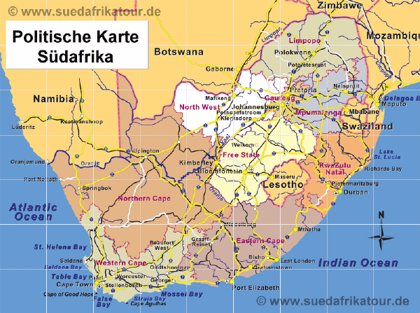 Südafrika Political Map