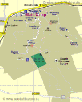Karte der Zentral Region des Aaddo Elphant National Park